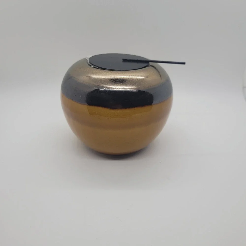 BirdBrain Firepot Hand Glazed Ceramic Outdoor Gel Fuel Fire Pot Brown Metallic